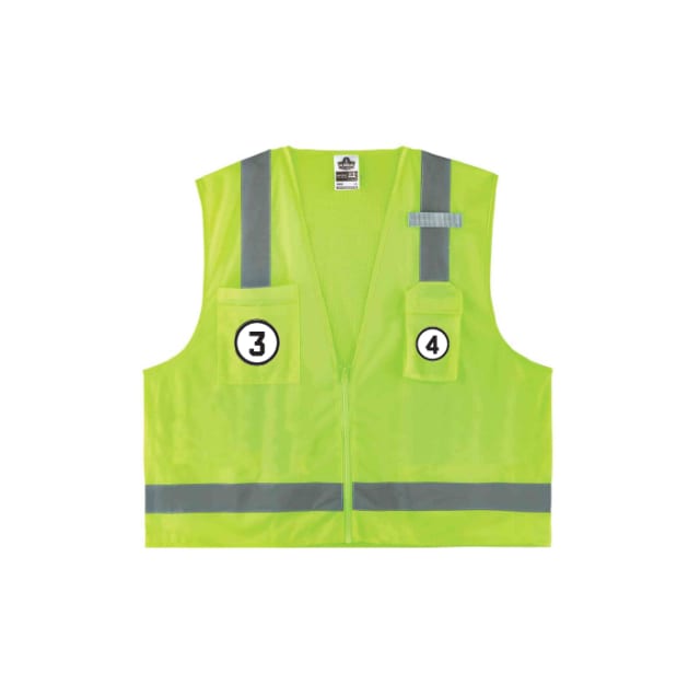 GloWear 8249Z Hi-Vis Surveyor Vest - Type R, Class 2, Zipper, 4 Pockets