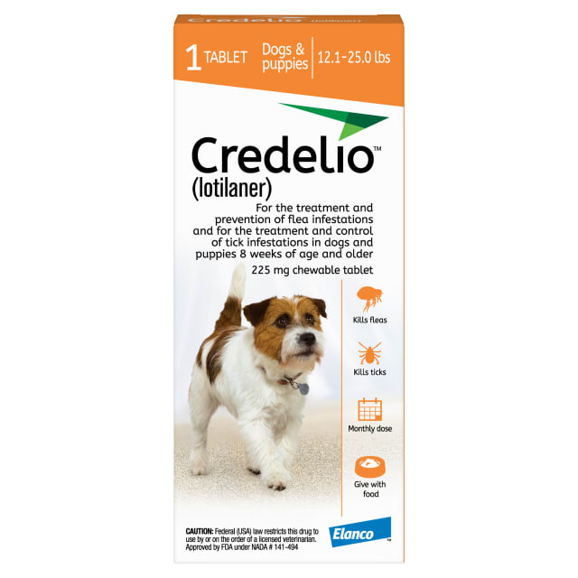 Credelio (lotilaner) Tick & Flea Treatment + Flea Infestation Protection for Dogs 12.1-25.0 lbs. (1 Tablet)