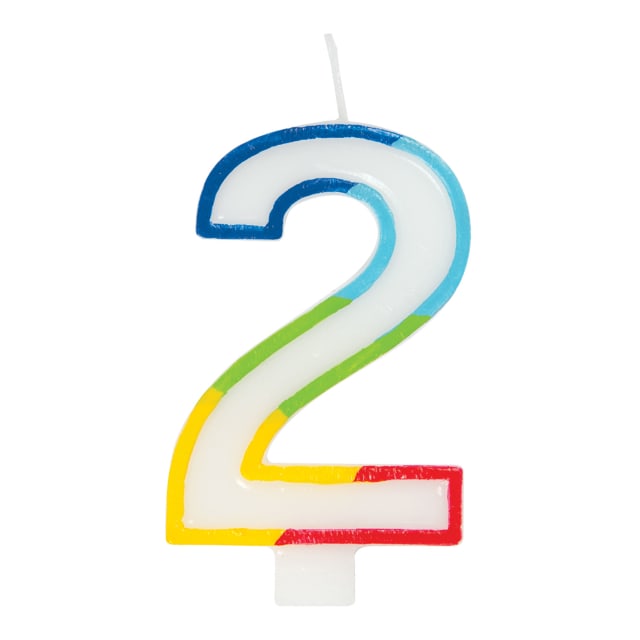 19942 Rainbow Border Number 2 Birthday Candle