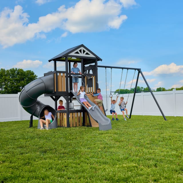 Atlas Steel Swing Set w/ tube slide