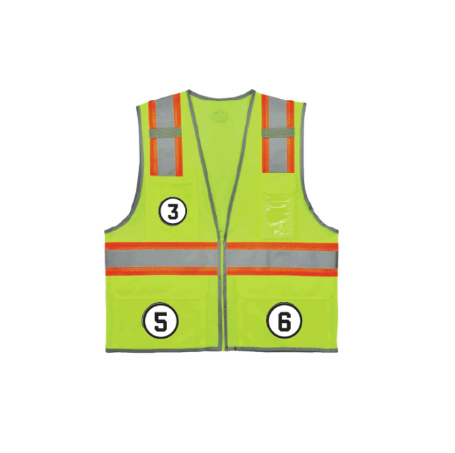 GloWear 8246Z-S Two-Tone Mesh Hi-Vis Safety Vest - Type R, Class 2, Zipper, Reflective Binding, Single Size