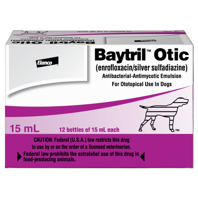 Baytril Otic 12 bottles of 15mL each