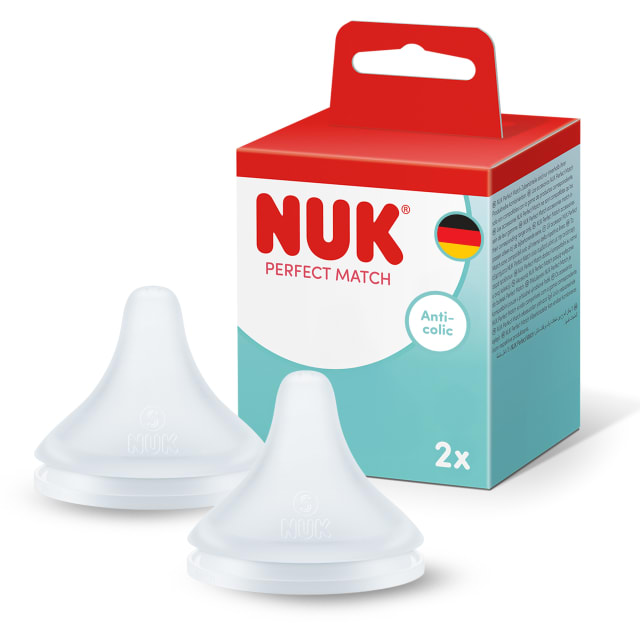 NUK Perfect Match Tetinas para bibern | 0+ meses | Tetinas para bibern anticlicos | Silicona | Pequeo | Paquete de 2