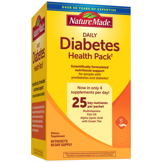 Nature Made Daily Diabetes Health Pack, Dietary Supplement for Nutritional Support, 60 Packets, 60 Day Supply