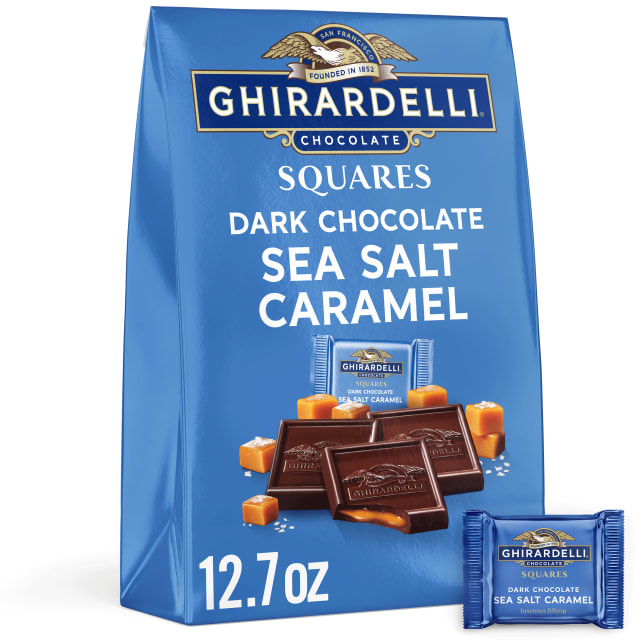 GHIRARDELLI Dark Chocolate Sea Salt Caramel SQUARES, 12.7 oz Bag