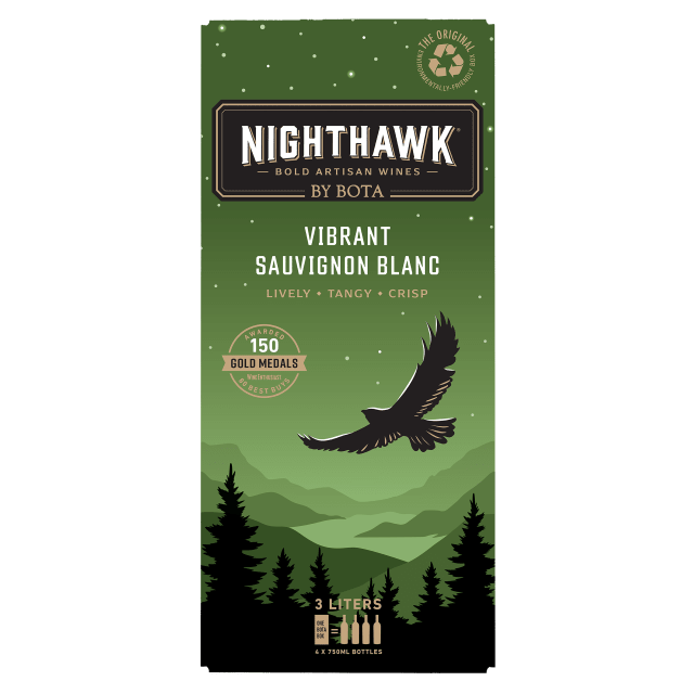 Nighthawk by Bota Box Vibrant Sauvignon Blanc White Wine, 3L (4 x 750mL Glass Bottles), 13.5% ABV