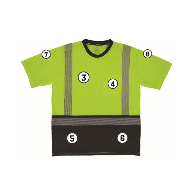 GloWear 8294BK Performance Hi-Vis T-Shirt - Type R, Class 2, Black Bottom