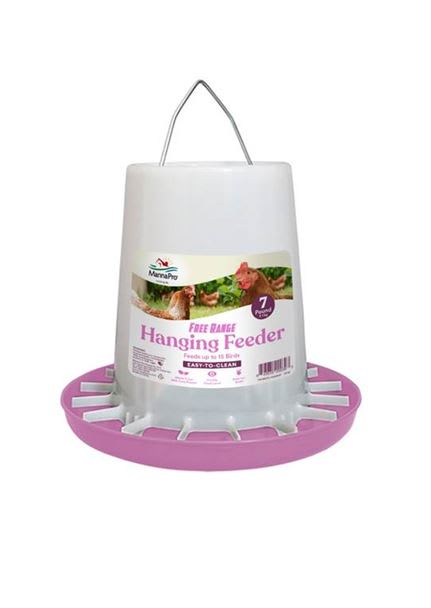Manna Pro Free Range Hanging Poultry Feeder | Prevents Chickens from Scratching Out Feed | 7 Pounds