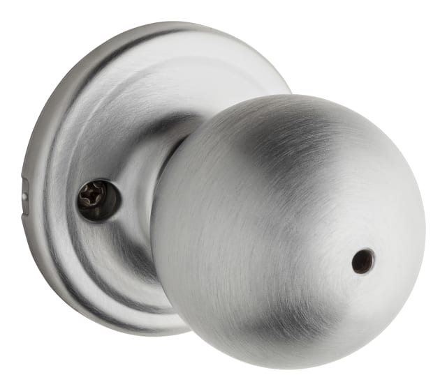 Huntington Privacy Knob in Satin Chrome, Bedroom/Bathroom Round