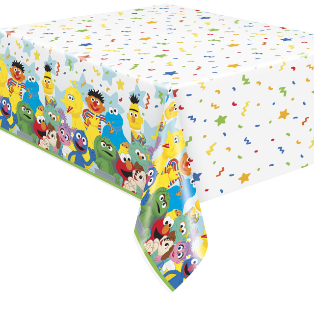 43660  Sesame Street Rectangular Plastic Table Cover, 54" x 84" - Short Fold