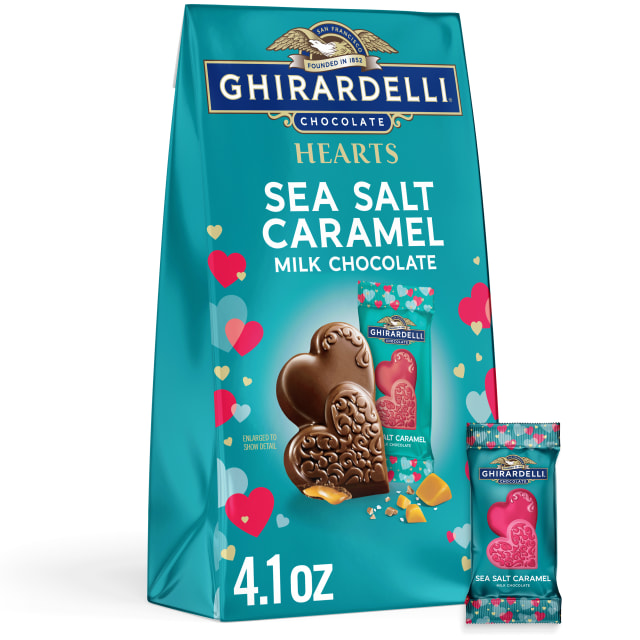GHIRARDELLI Sea Salt Caramel Milk Chocolate Hearts , 4.1 oz Bag