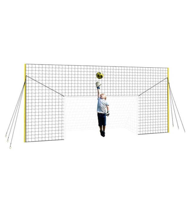 Junior - 2.4m x 1.4m Football Goal, in 2.4m high Backstop & Rebounder