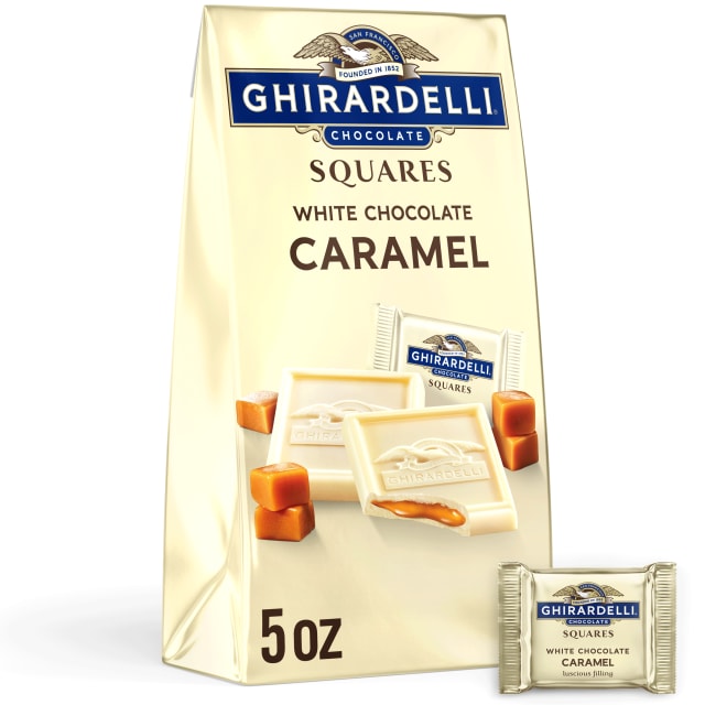 GHIRARDELLI White Chocolate Squares with Caramel Filling, 5 OZ Bag