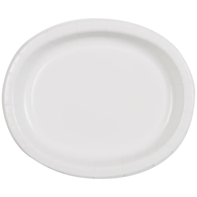 31039 Bright White Solid Oval Plates, 8ct