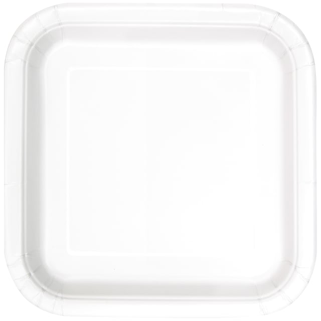 31053 Bright White Solid Square 7" Dessert Plates, 16ct