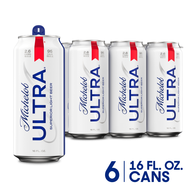 Michelob ULTRA Superior Light American Lager Beer 6 Pack, 16 fl oz Cans