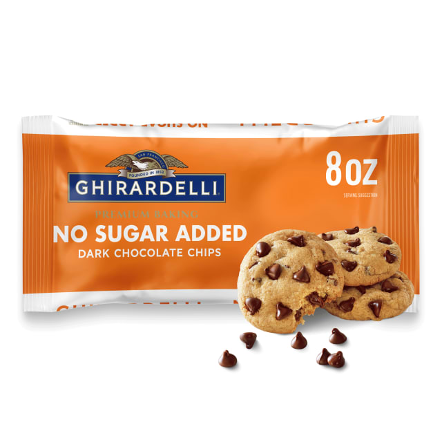 GHIRARDELLI No Sugar Added Dark Chocolate Chips, 8 oz Bag