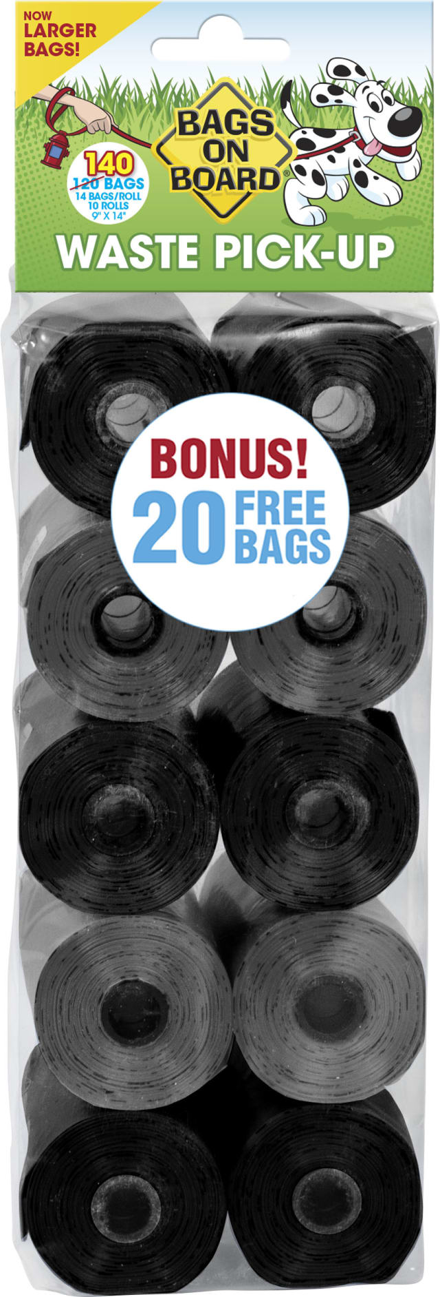 Bags On Board Dog Poop Bags | Strong, Leak Proof Dog Waste Bags | 9 x14 Inches, 140 Black and Grey Bags