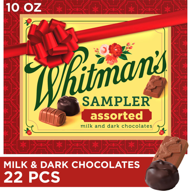WHITMAN'S SAMPLER Christmas Assorted Milk &amp; Dark Chocolate Gift Box, 10 oz.