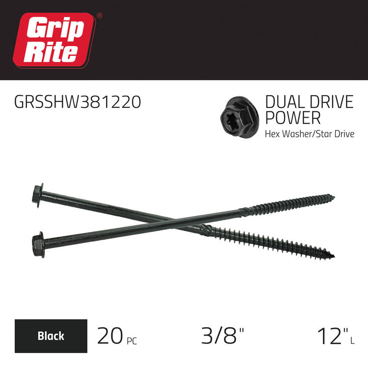 Scw Drive Grip-Rite 3/8 X 12
