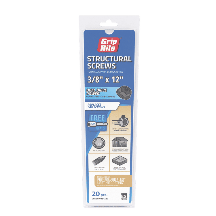 Scw Drive Grip-Rite 3/8 X 12