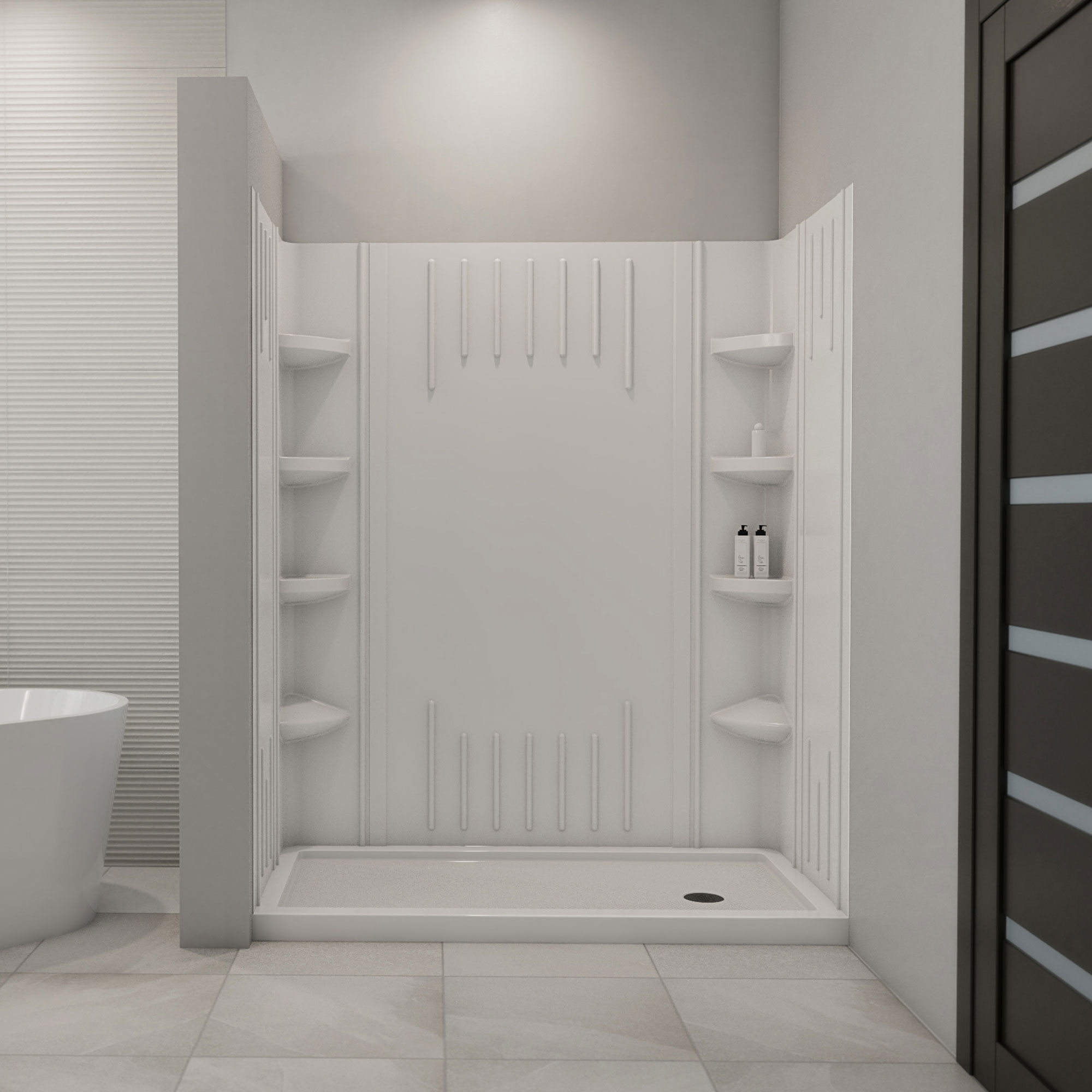 DreamLine 30 inch D x 60 inch W x 75 5/8 inch H Right Drain Shower Base ...