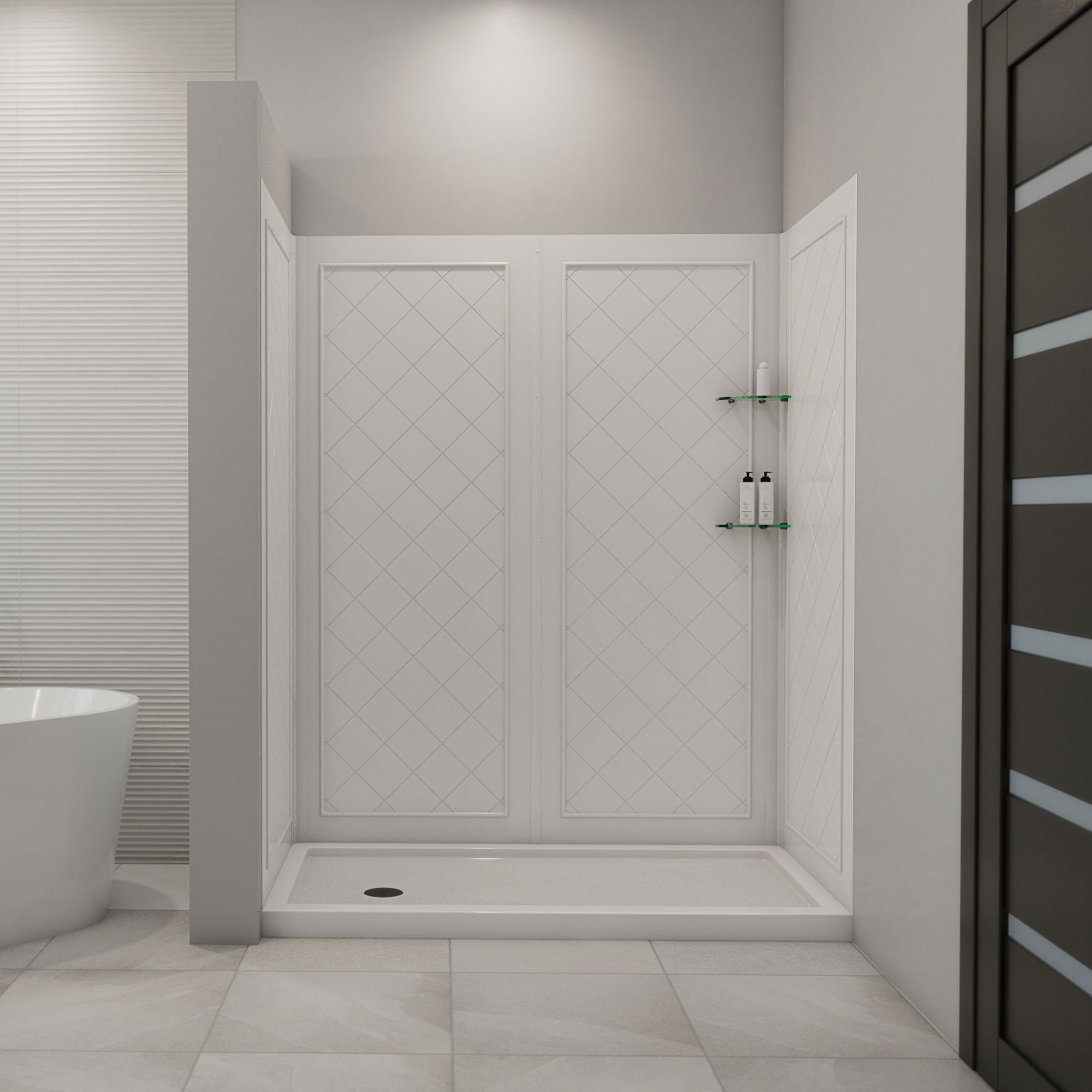 DreamLine 30 inch D x 60 inch W x 76 3/4 inch H Left Drain Shower Base ...