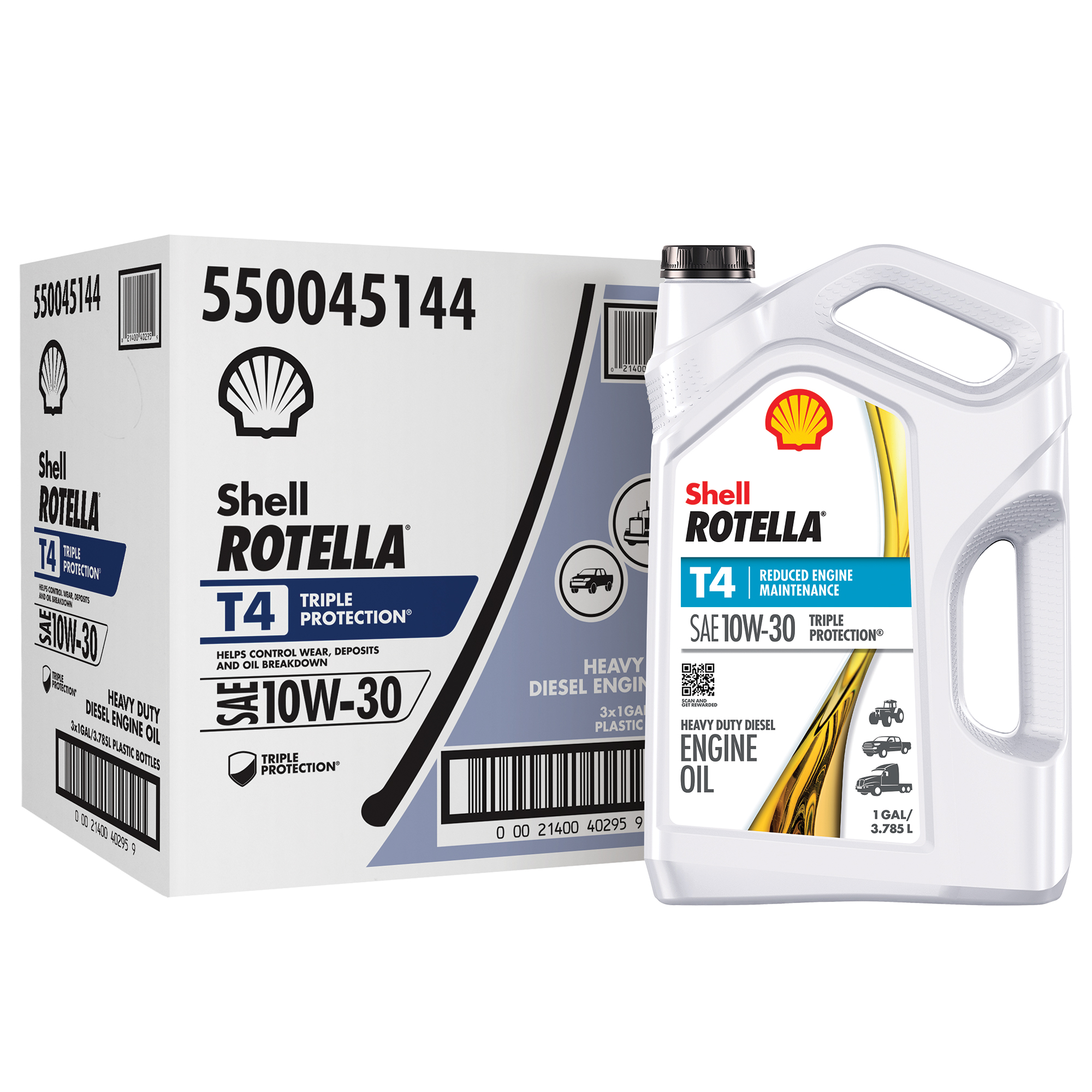 Shell Rotella Hd30 Shell Rotella T4 Triple Protection 10W-30 Diesel Engine Oil, 1 Gallon ...