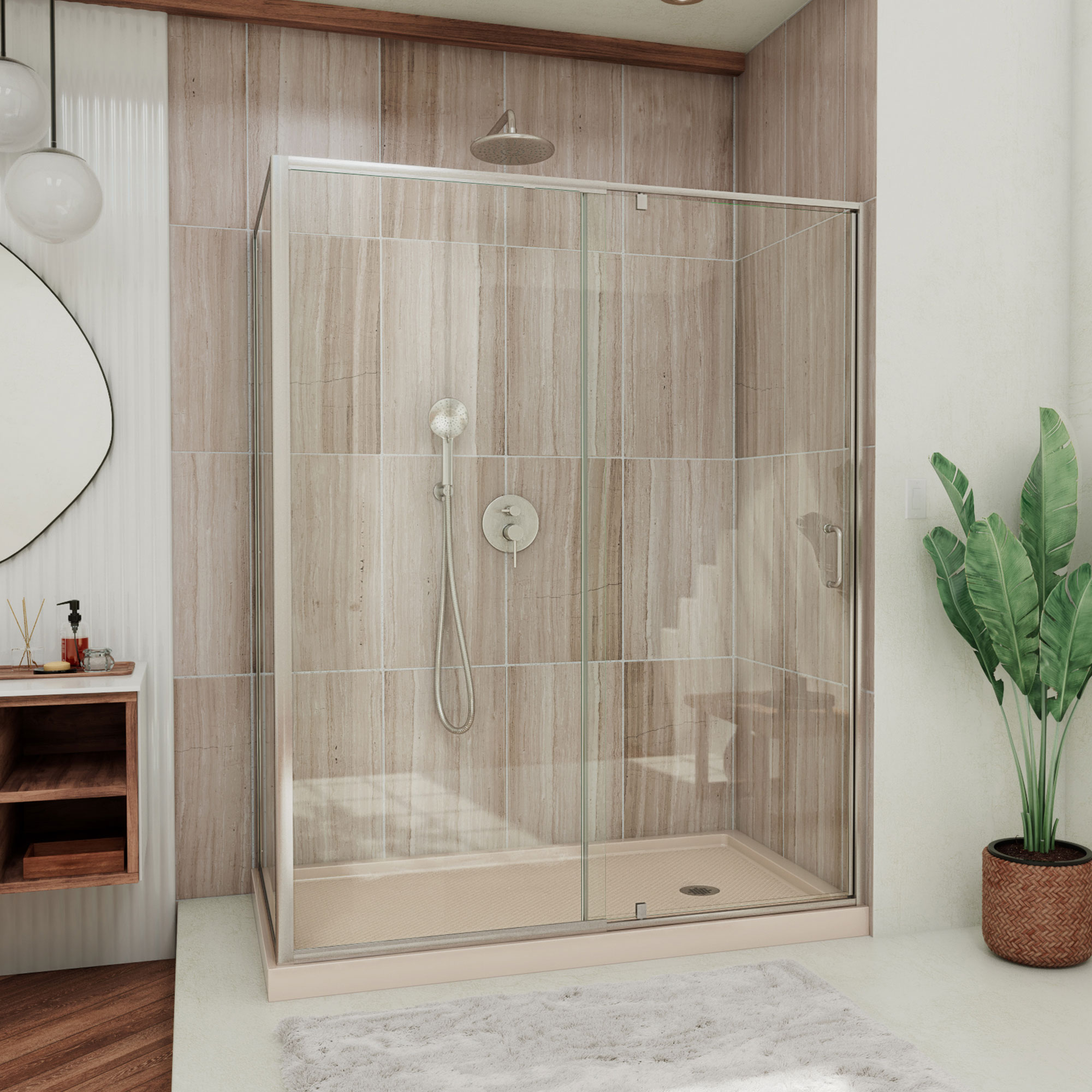 36 Inch Shower Insert DreamLine Flex 36 inch D x 48 inch W x 74 3/4 inch H Semi-Frameless ...