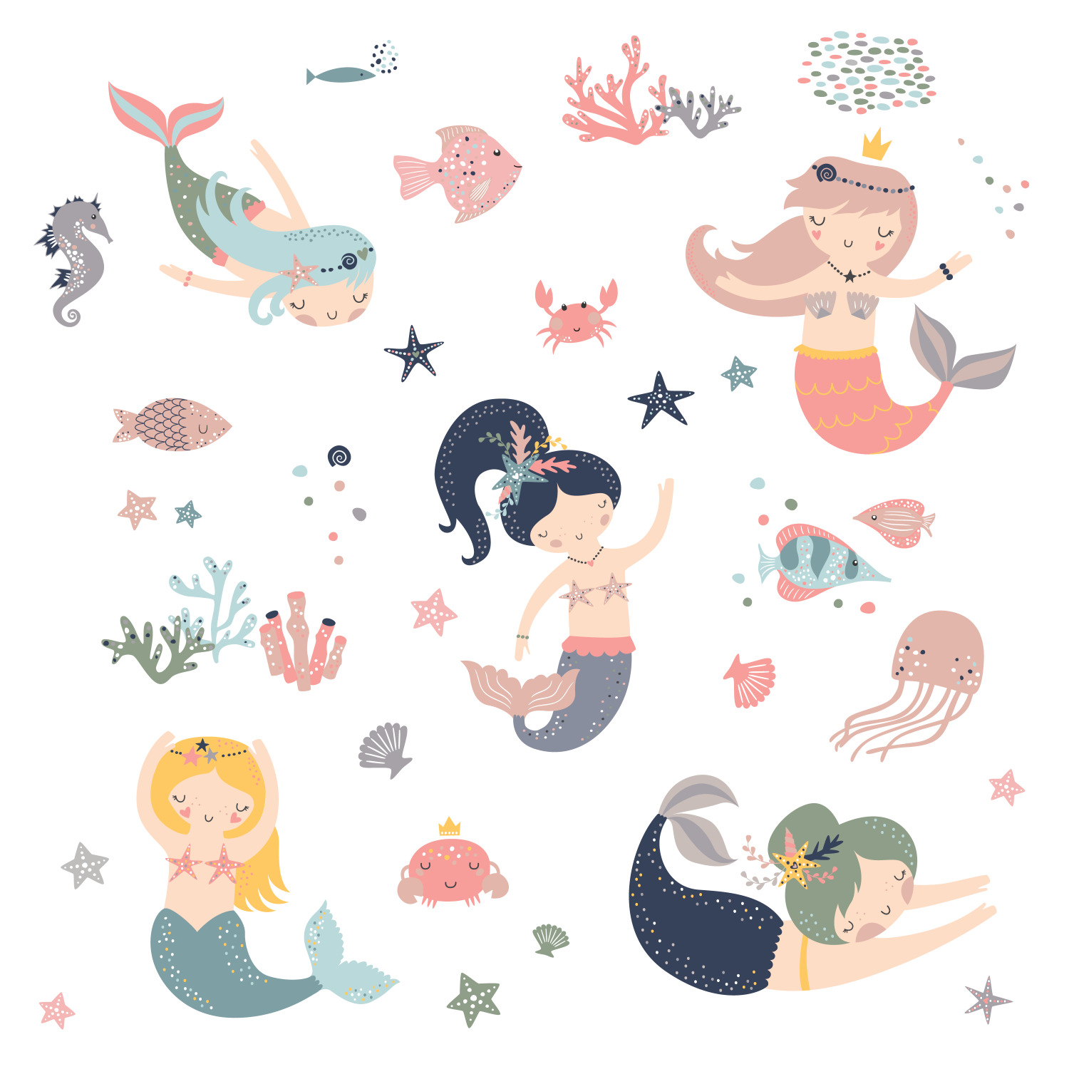 Sweet Mermaids Wall Decals | York Design Group Product Catalog