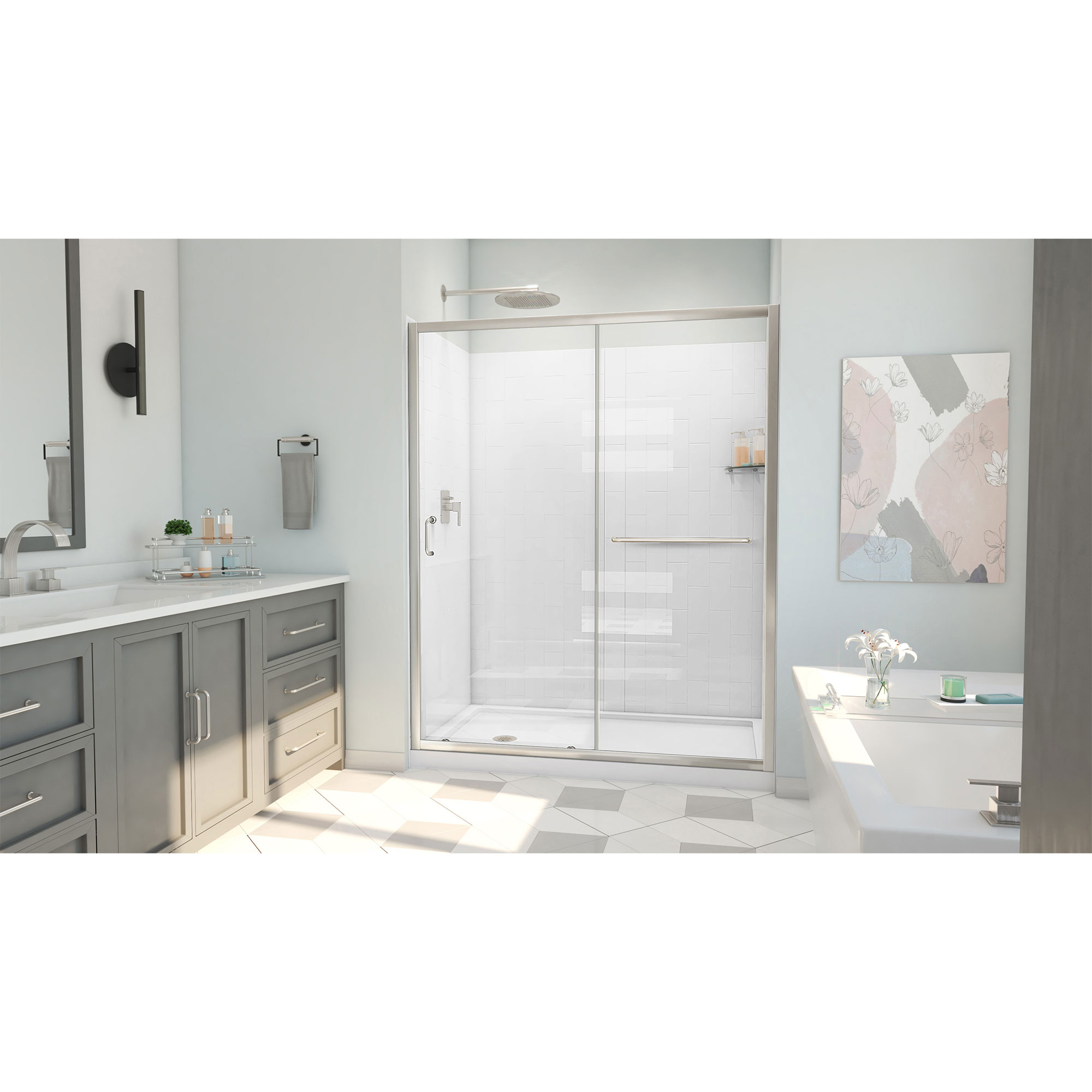 DreamLine Infinity-Z 30 inch D x 60 inch W x 78 3/4 inch H Semi ...