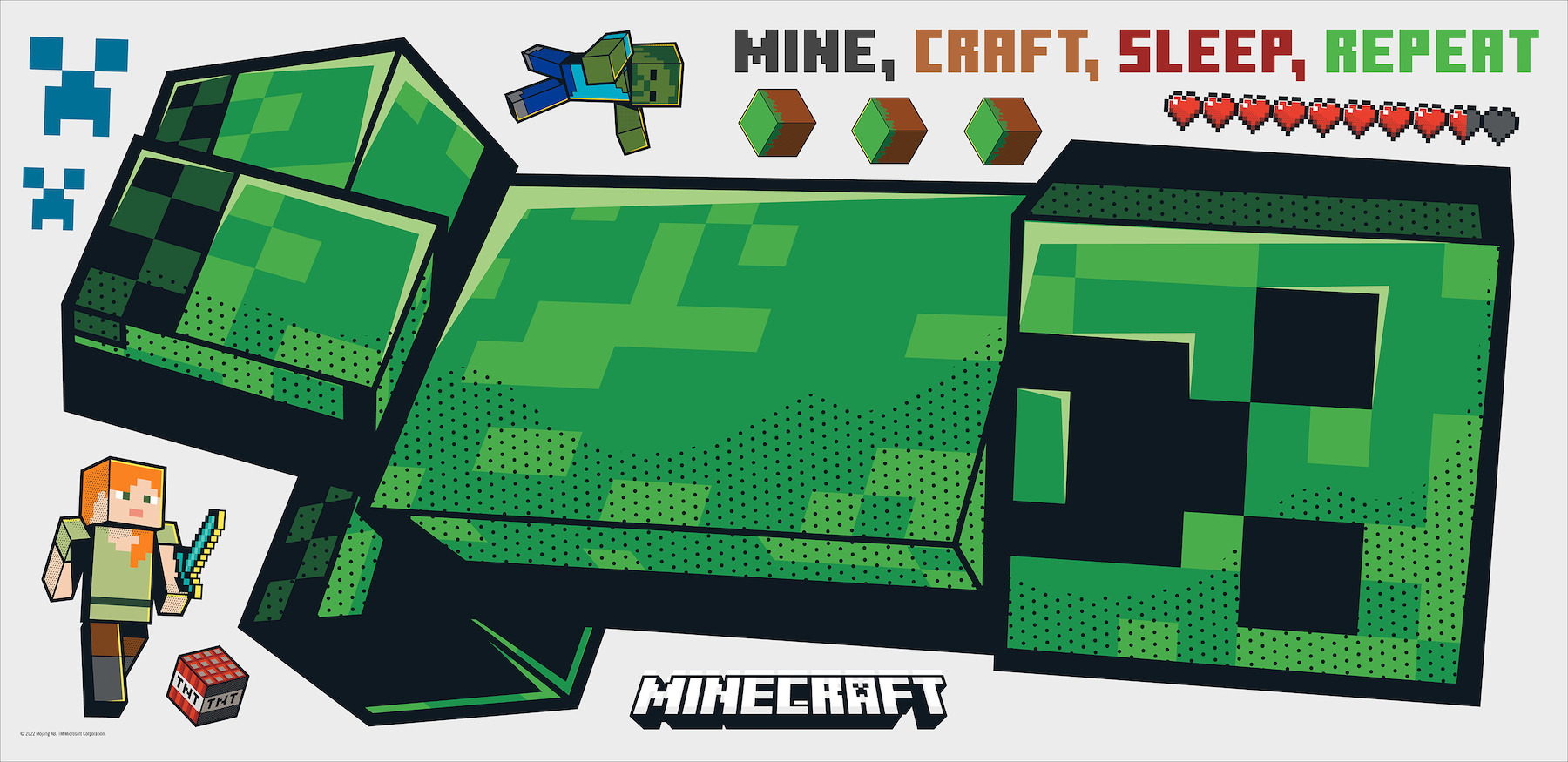Minecraft Creeper Giant Peel & Stick Wall Decals | York Design Group ...