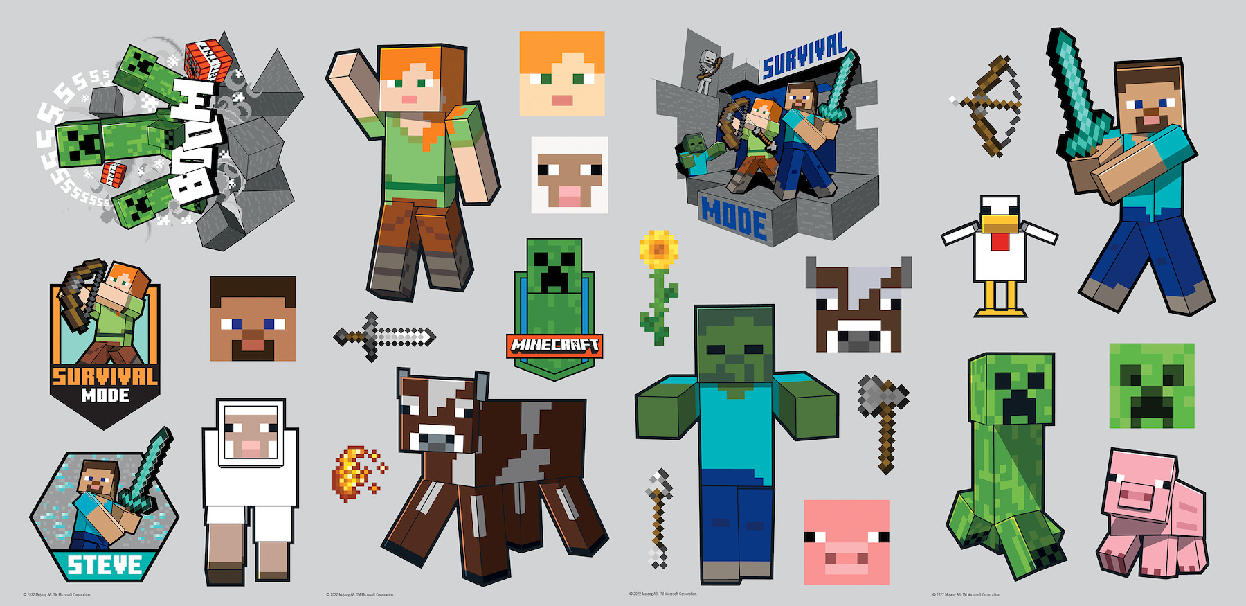 Minecraft Characters Peel & Stick Wall Decals | York Design Group ...