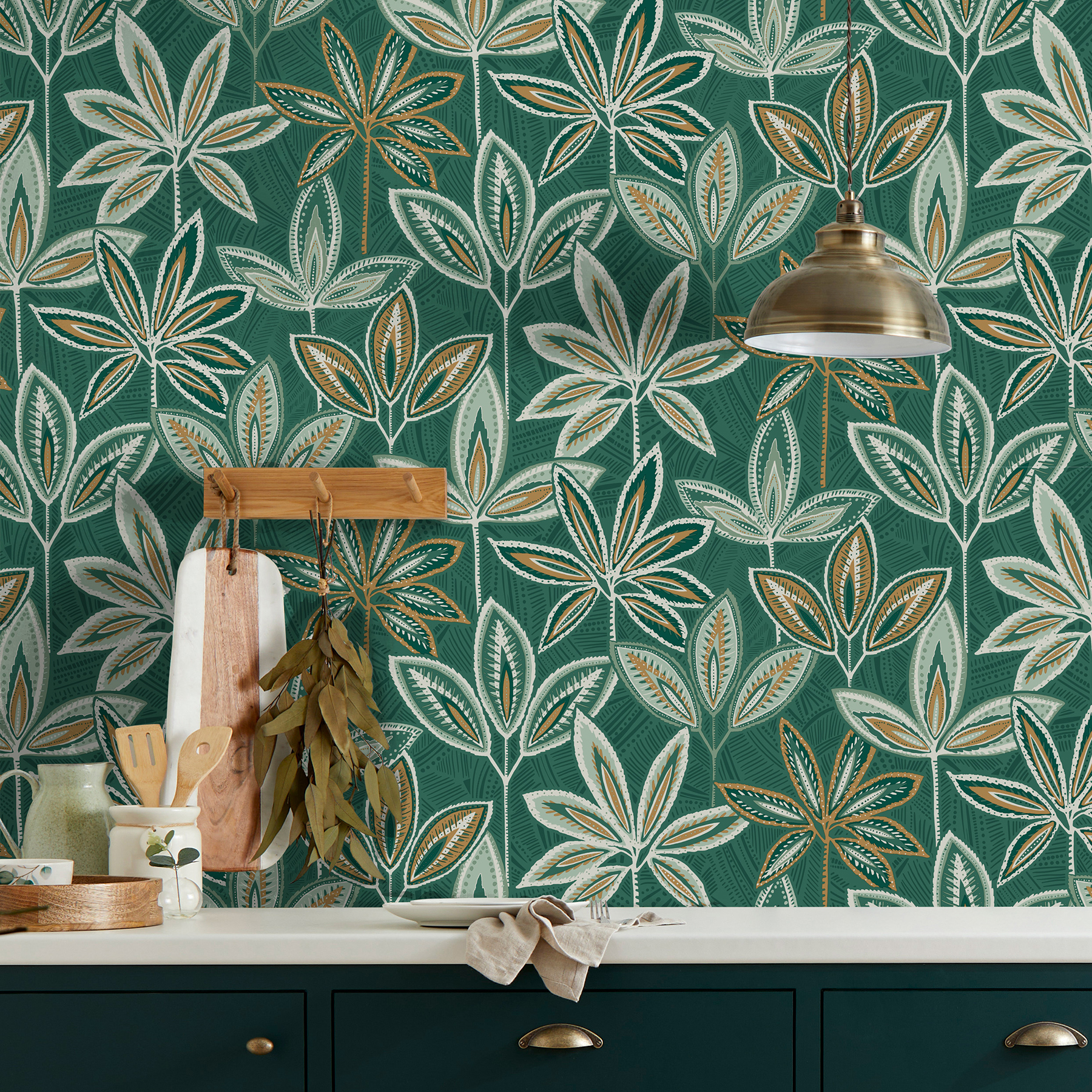 Bohan Green Decorative Tree Wallpaper | York Design Group Product Catalog