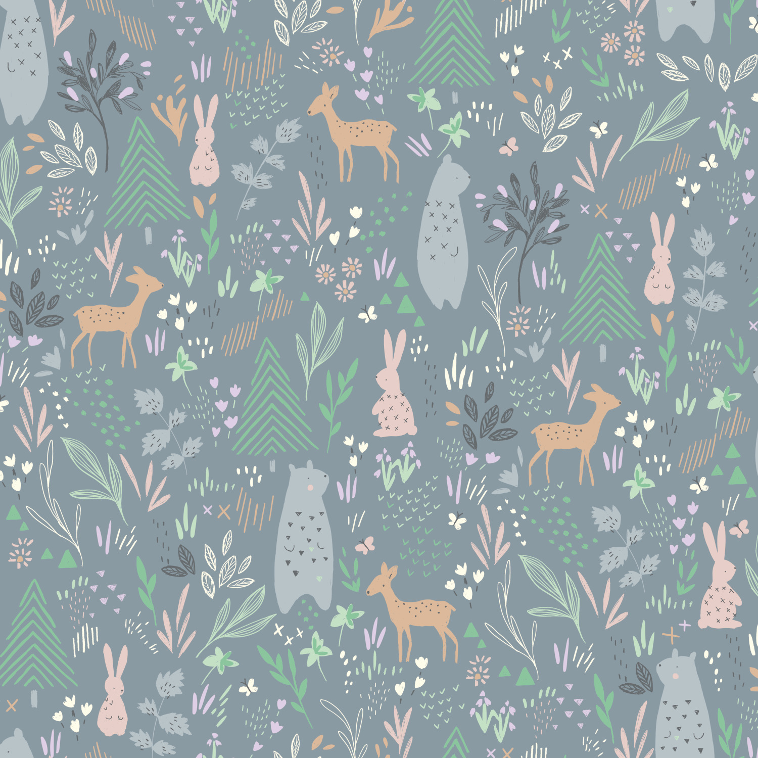 Spring Forest Pals Grey Peel & Stick Wallpaper | York Design Group ...