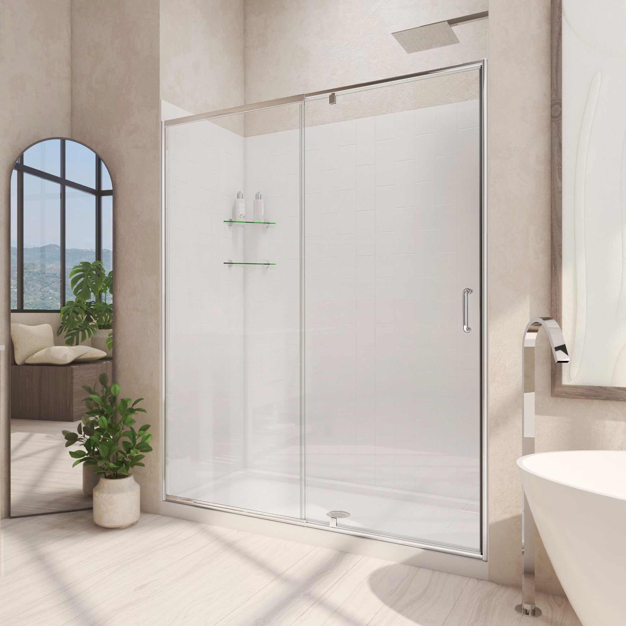 DreamLine Flex 30 inch D x 60 inch W x 76 3/4 inch H Semi-Frameless ...