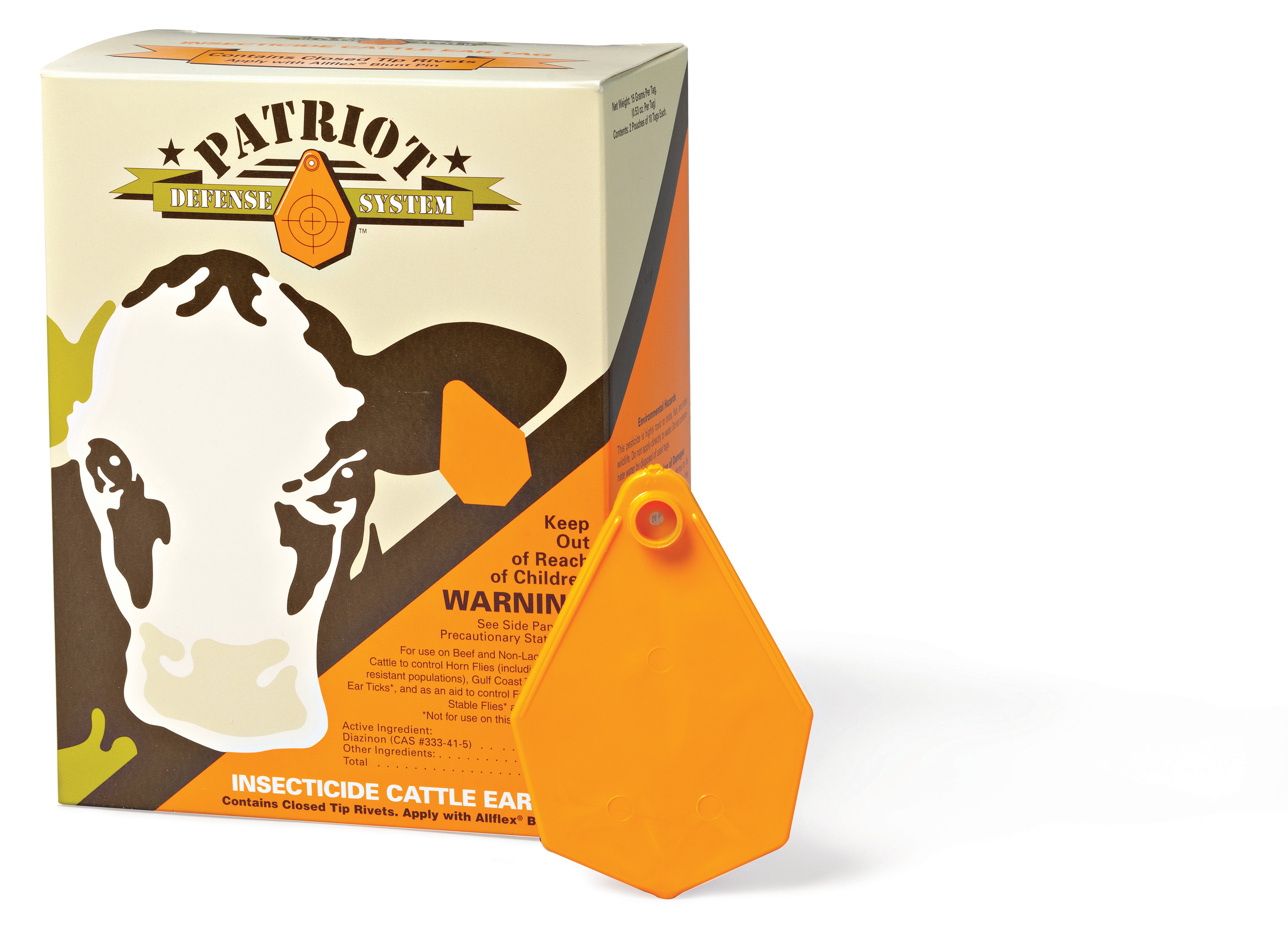 Patriot Insecticide Cattle Ear Tag | Controls Flies & Ticks | 20 Cattle ...