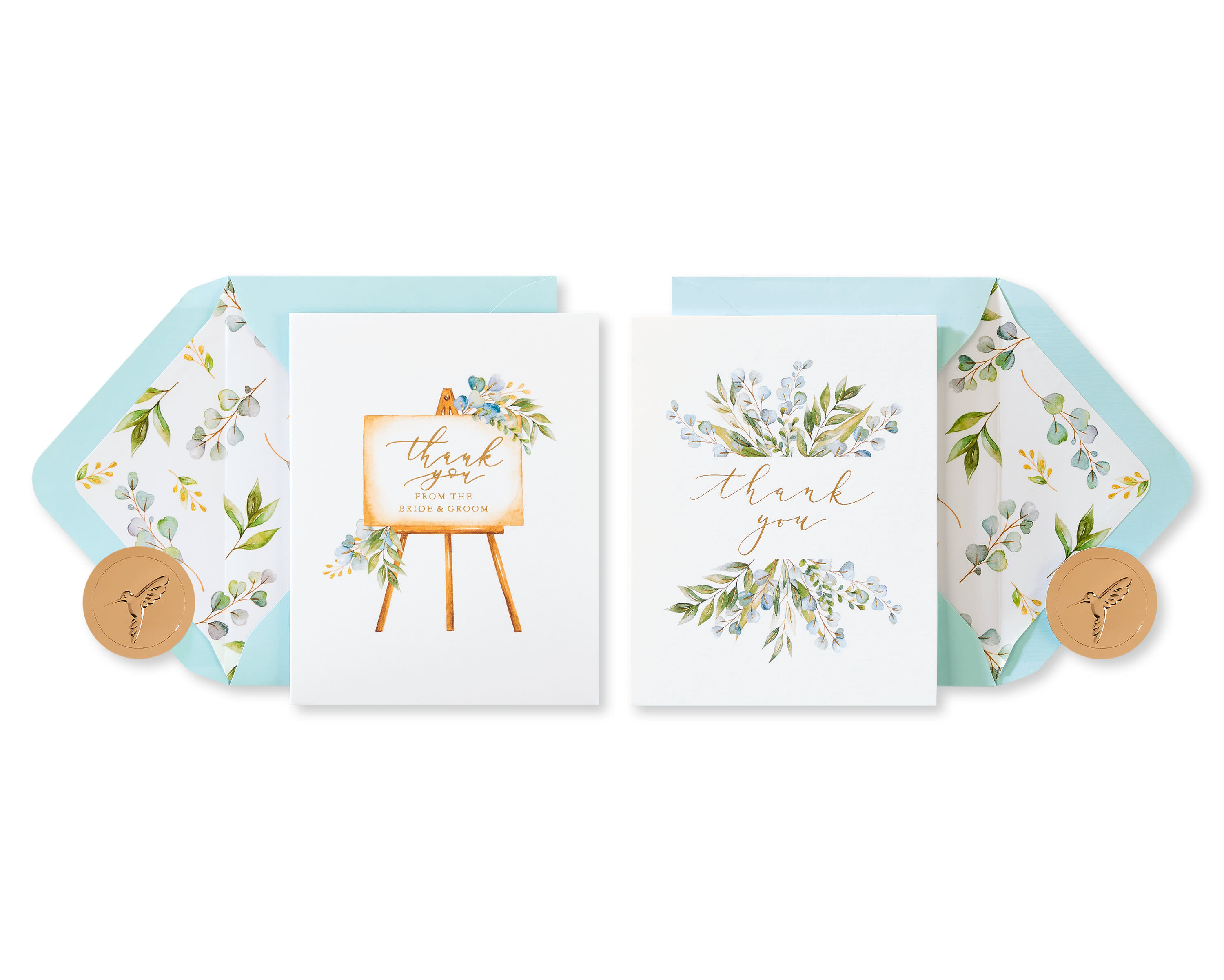 Floral Wedding Thank You Boxed Blank Note Cards With Envelopes, 20