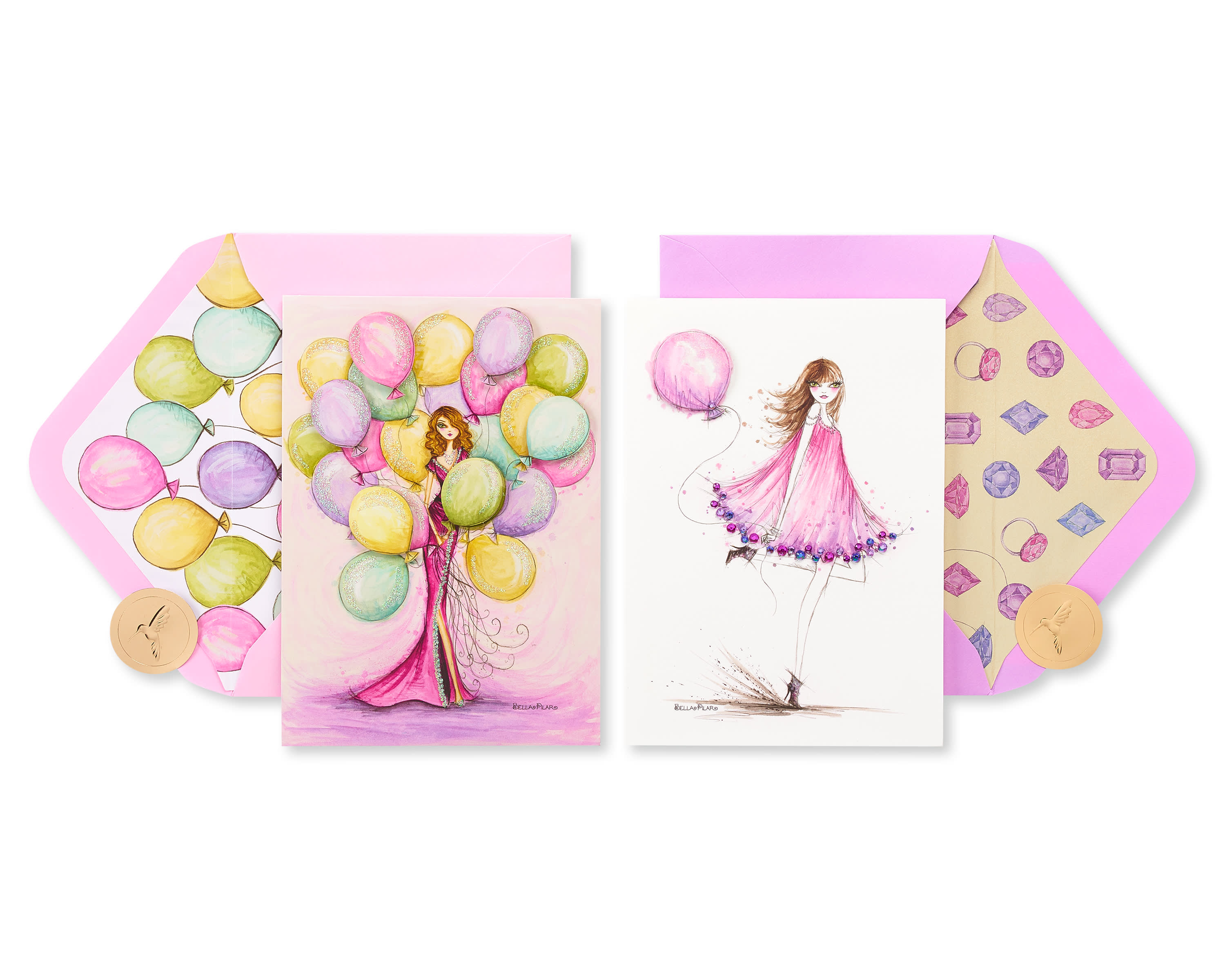 Pink Balloons Birthday Greeting Card Bundle, 2-Count- Designed By Bella ...