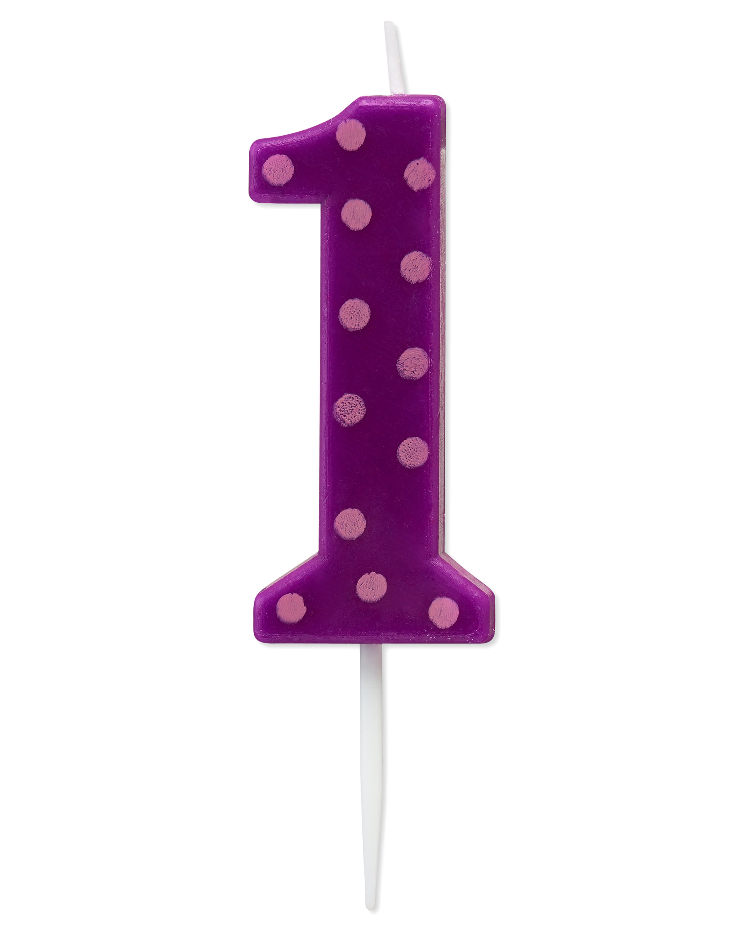 Numbered Candles Birthday Purple Polka Dots Number 1 Birthday Candle, 1