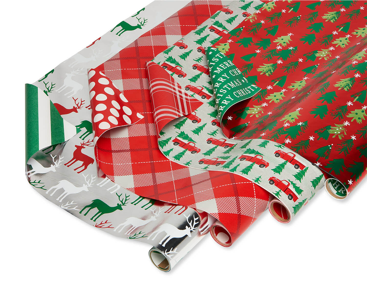 Christmas Reversible Wrapping Paper, Stripes, Polka Dots, Plaids ...