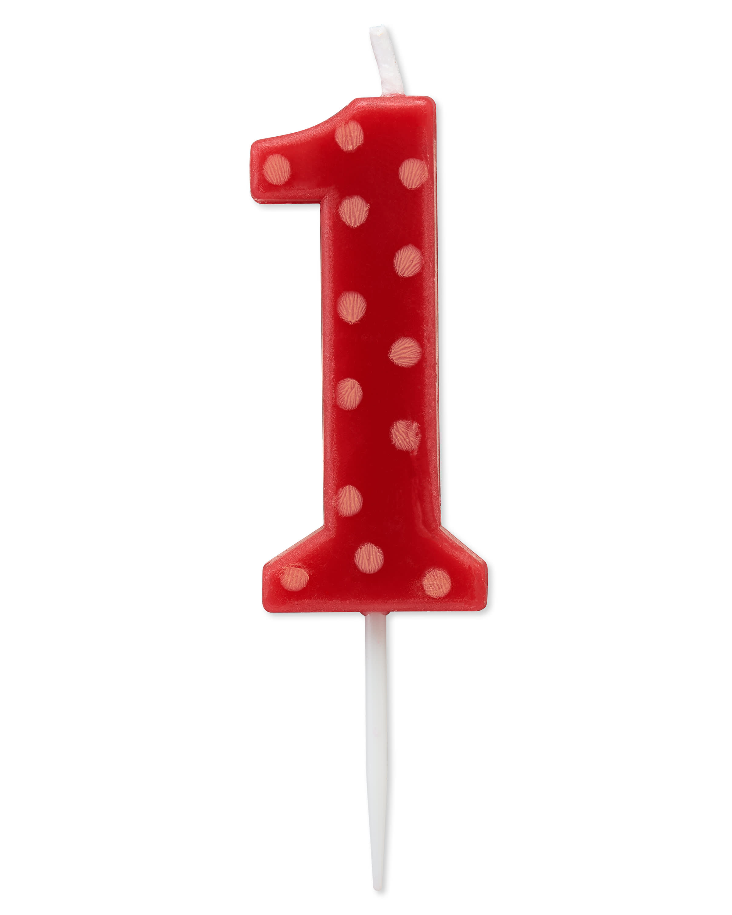 Numbered Candles Birthday Red Polka Dots Number 1 Birthday Candle, 1