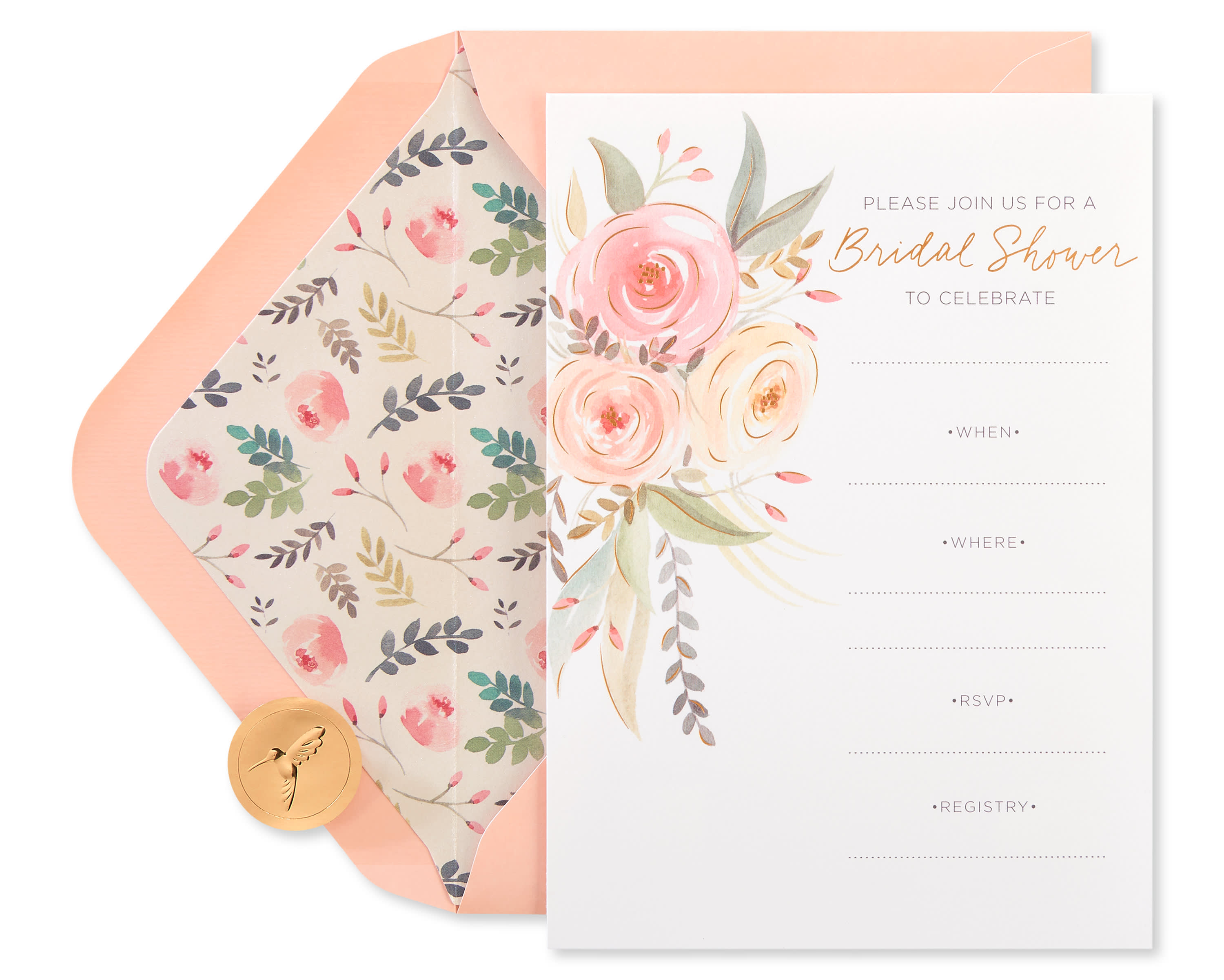 Floral Bridal Shower Blank Invitations With Envelopes Floral 20 Count