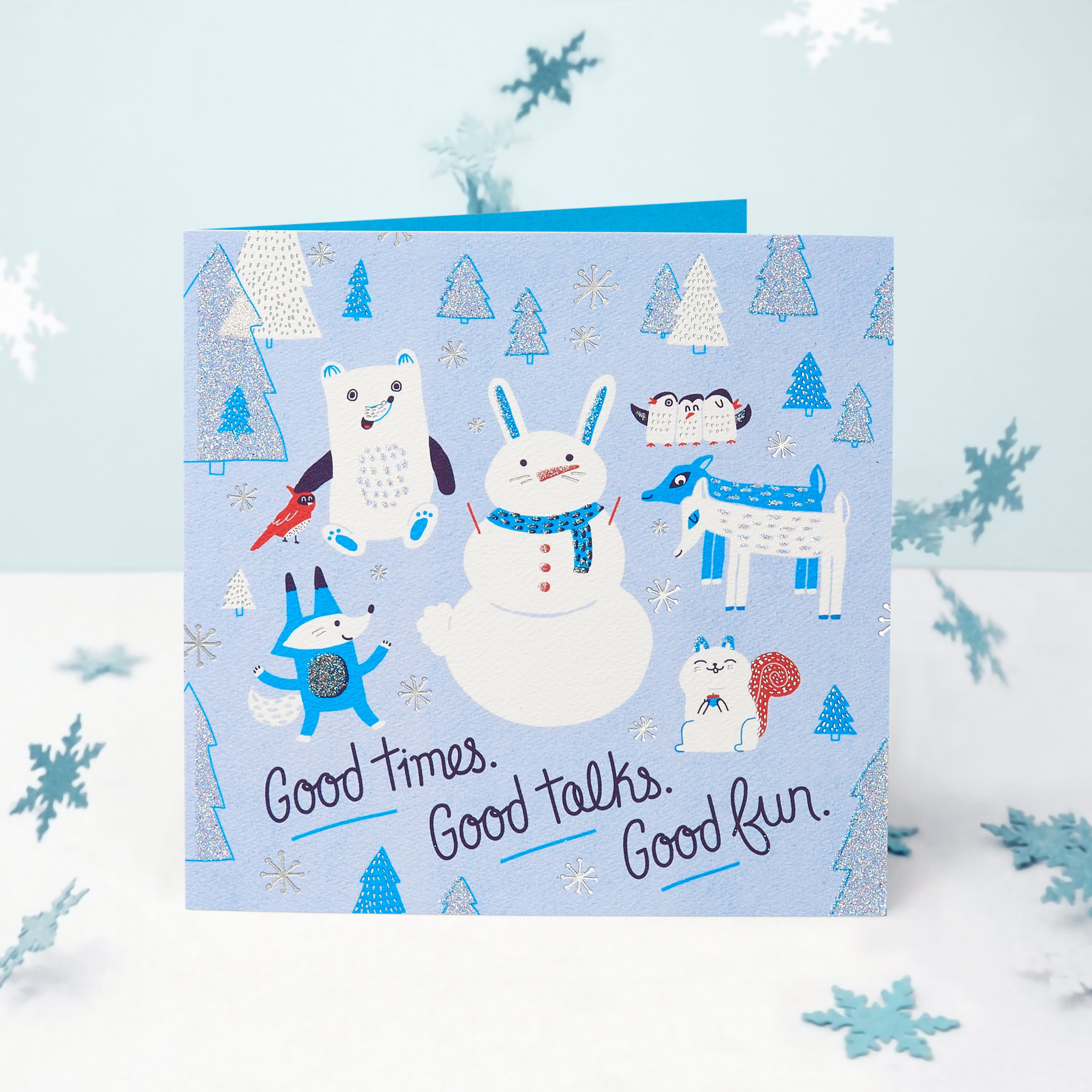Snowmen Greeting Card - Christmas, Happy Holidays, Happy New Year, Hanukkah image