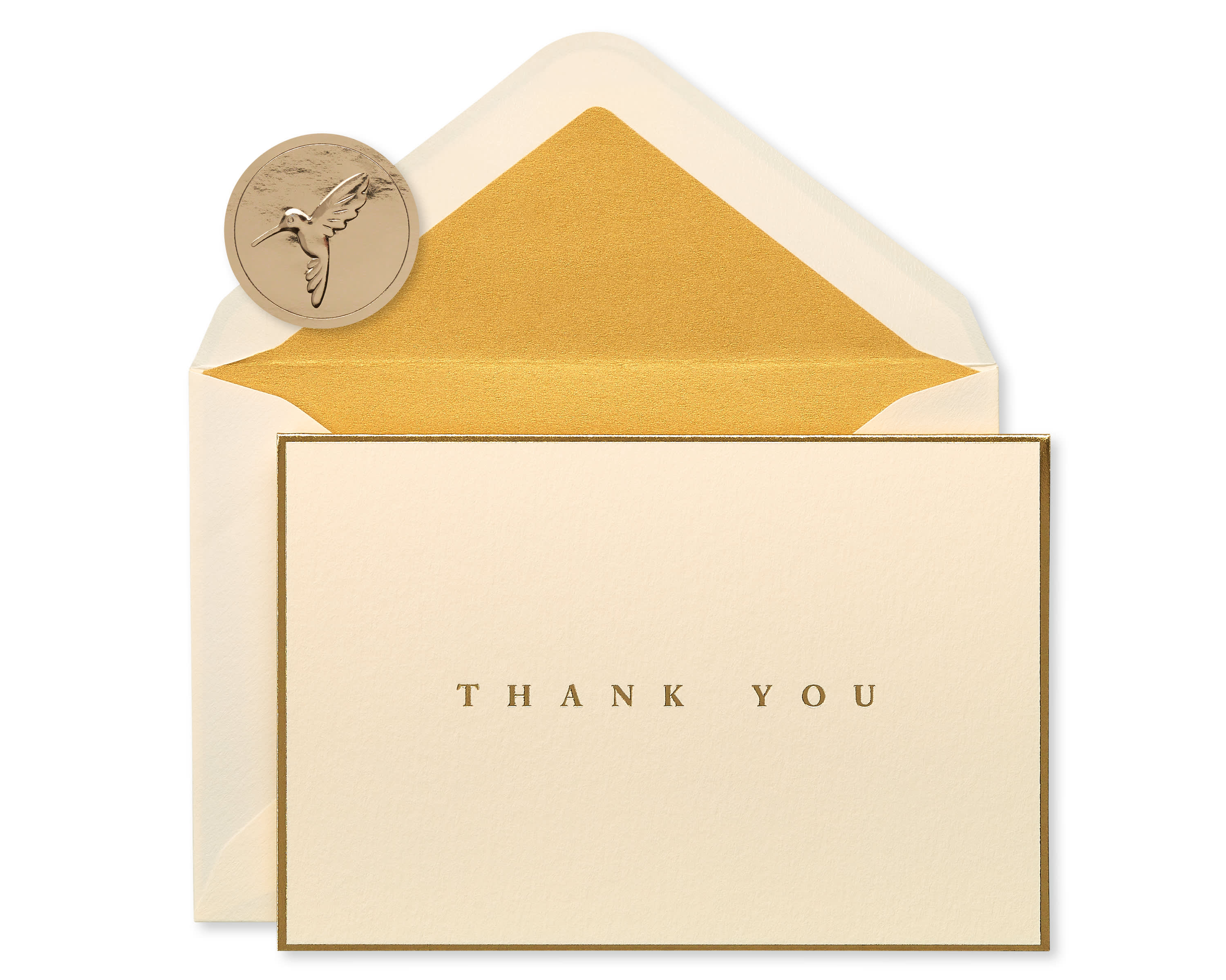 Wedding & Engagement Gold Border Thank You Boxed Blank Note Cards And