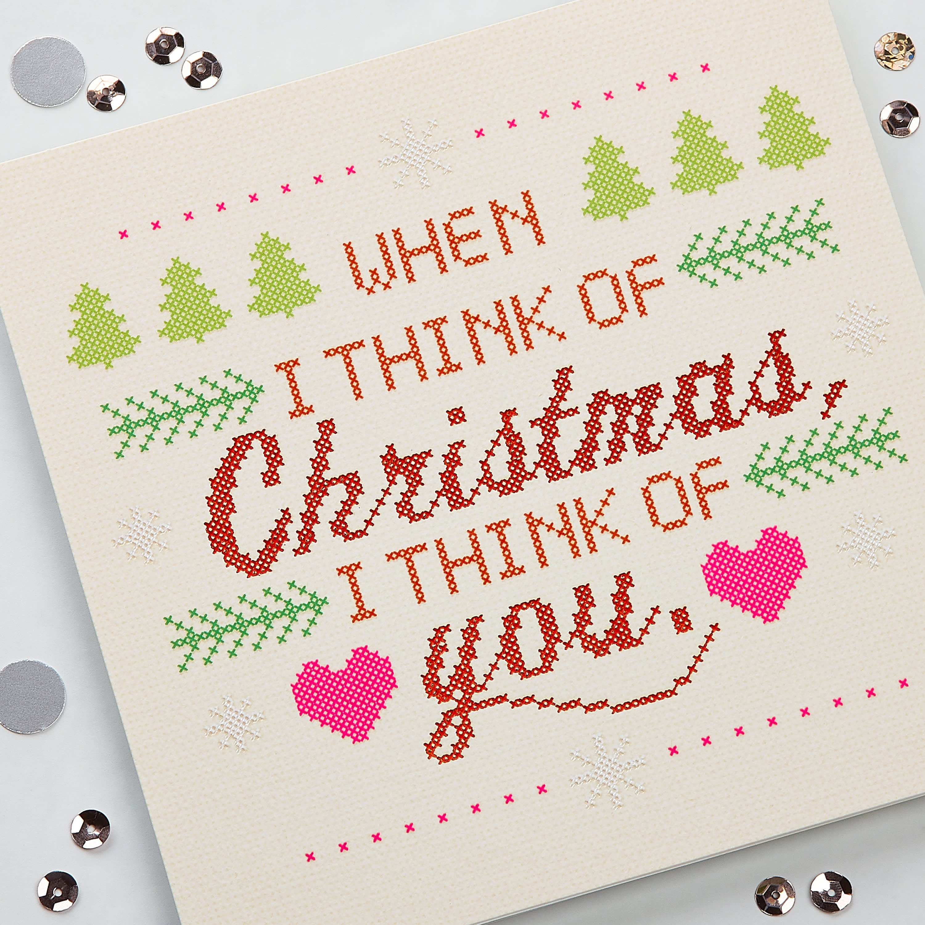 Cross-Stitch Christmas Greeting Card for Family image