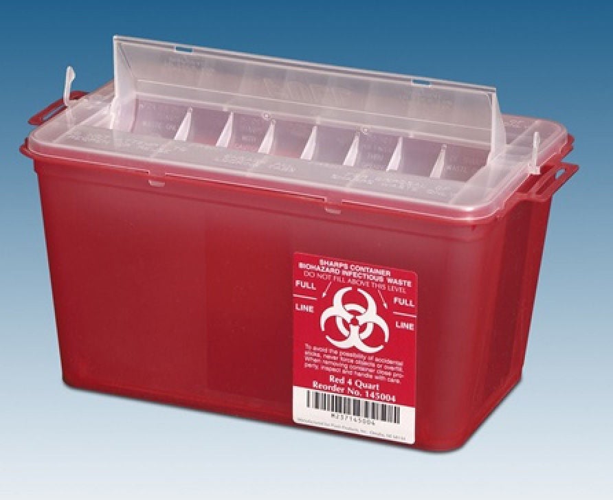 Plasti-Products CONTAINER, SHARPS RED 5QT HORIZONTAL (25/CS)