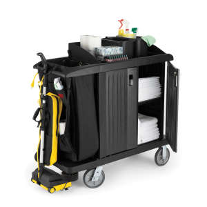 Rubbermaid Commercial, Executive, Compact Housekeeping Cart with Doors, Black
