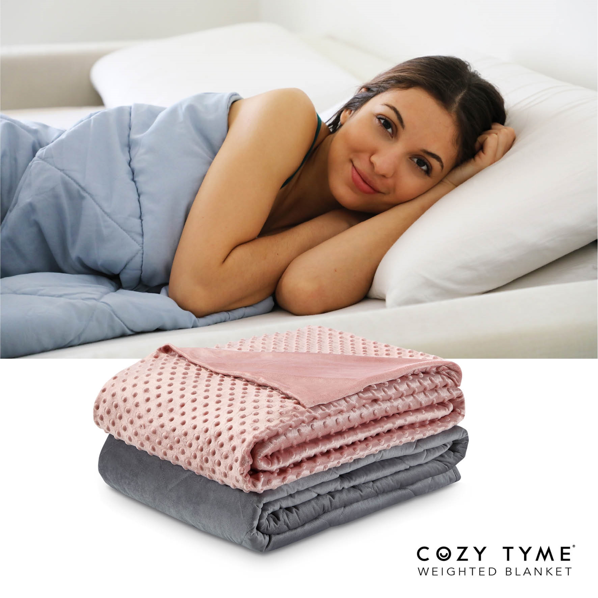 Cozy Tyme Blush Duvet: 100% Polyester, Blanket: 100% Cotton Throws 15 Pound Calm Sleeping