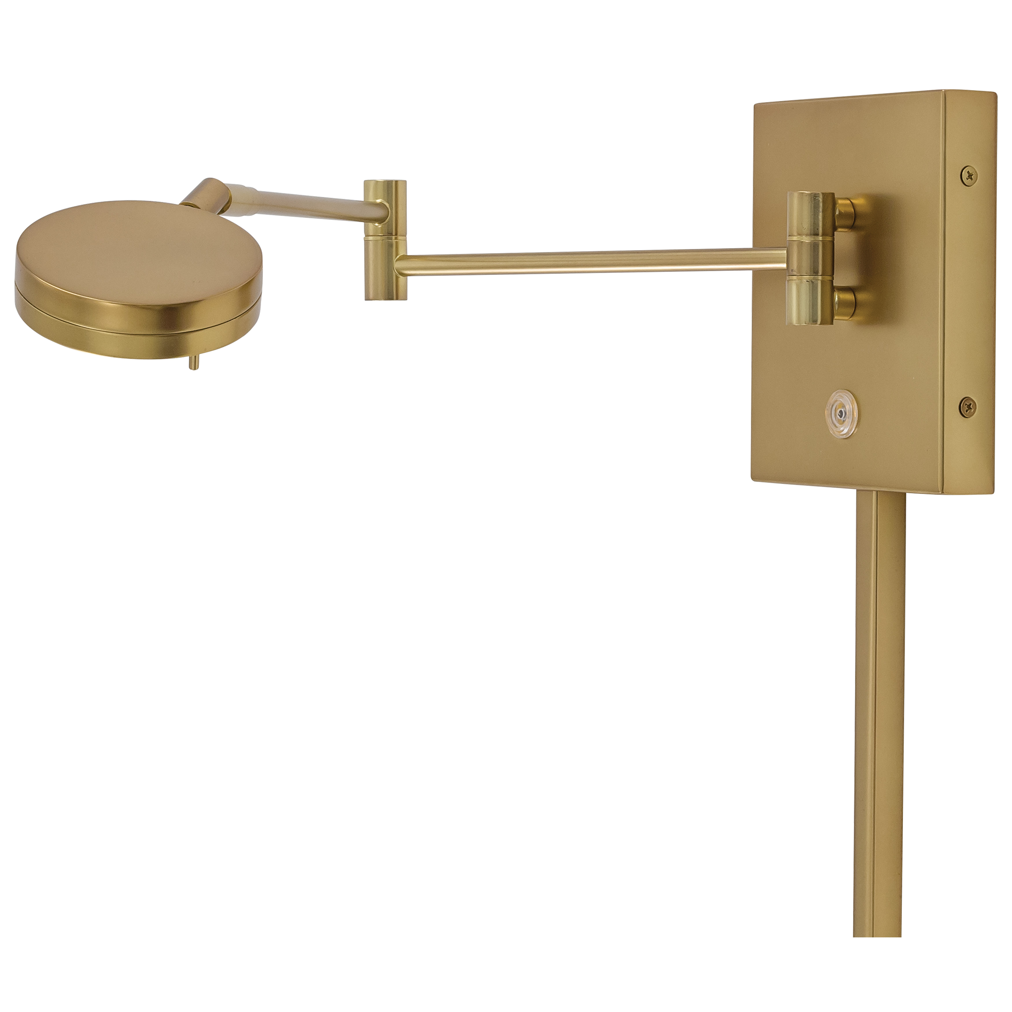 This adjustable LED swing arm wall lamp combines timeless pharmacy styling with modern LED efficiency. The warm Honey Gold finish and metal shade create focused task lighting perfect for reading nooks and bedside applications. - alternate view